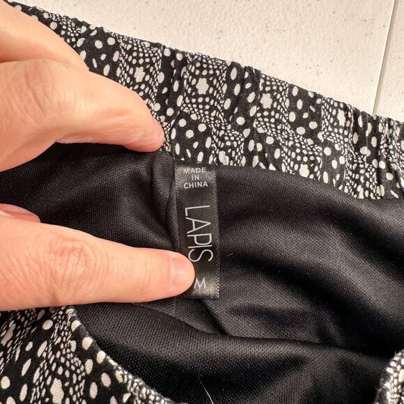 Lapis Womens Black & White Handkerchief Hem Skirt M Asymmetrical Festival Boho - Picture 2 of 8